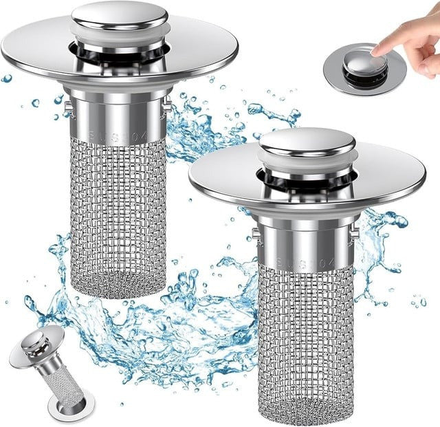 Anti-Clog Stainless Steel Pop-Up Drain Filter