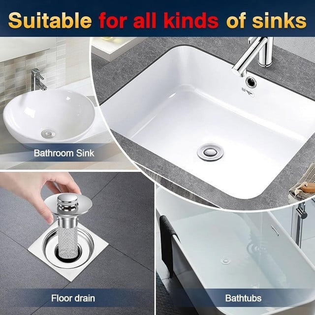 Anti-Clog Stainless Steel Pop-Up Drain Filter