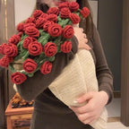 Hand-Knitted Rose Blanket DIY Kit & Ready-Made Gift for Your Loved One
