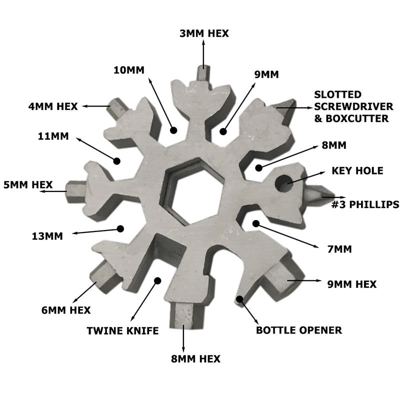 Snowflake - MultiTool 18-in-1 Stainless Steel Portable for Outdoor Adventure❄️
