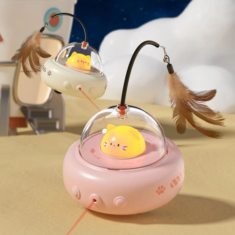 Electric Smart Teaser Cat Toy UFO Cat Teaser Stick With Bell Training