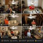 40W LED Ceiling Fan Light with Remote Control | E27 Socket + Free B22 Adapter